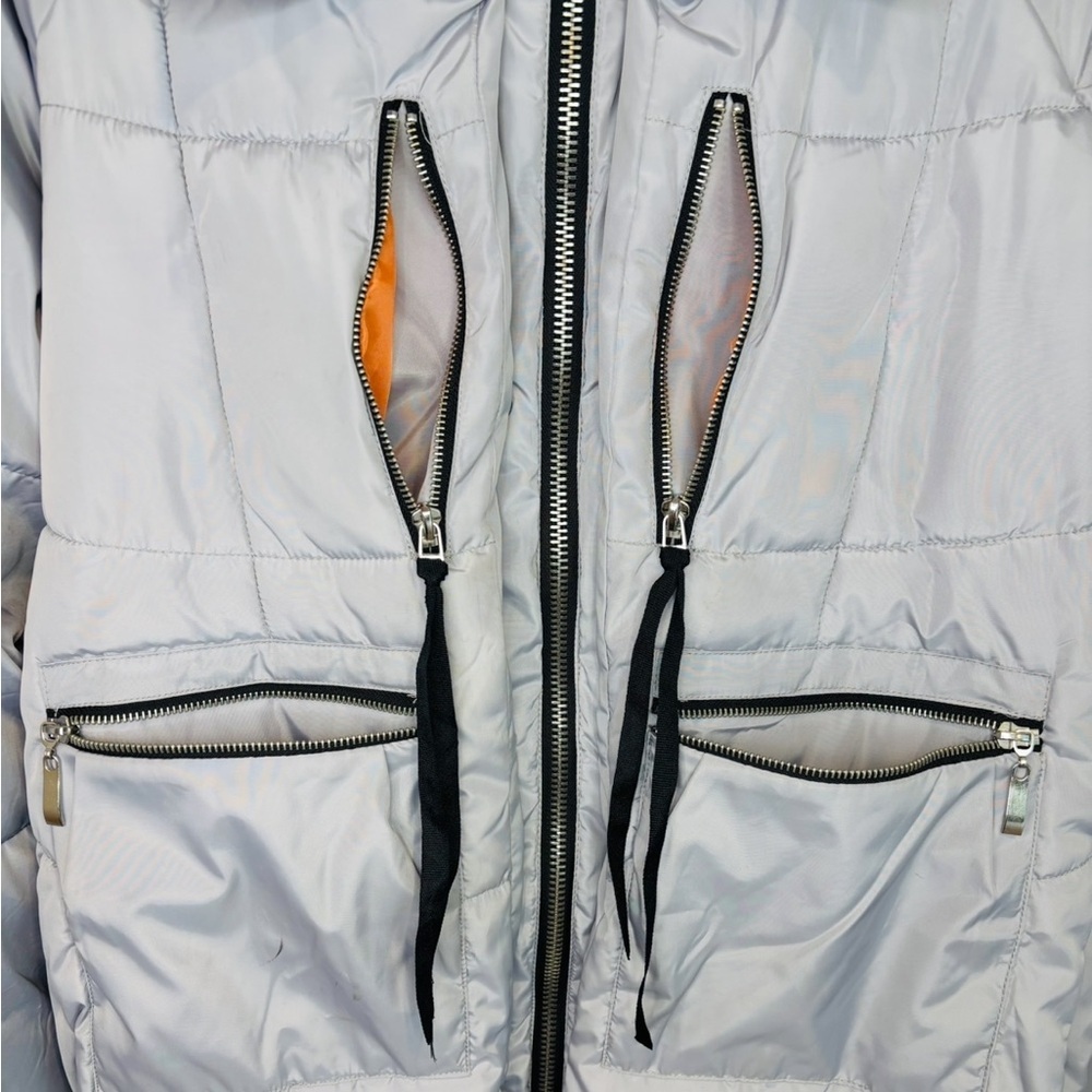 Cl Sono Light Gray Hooded Puffer Jacket with Fur Lined Hood - Picture 4 of 13